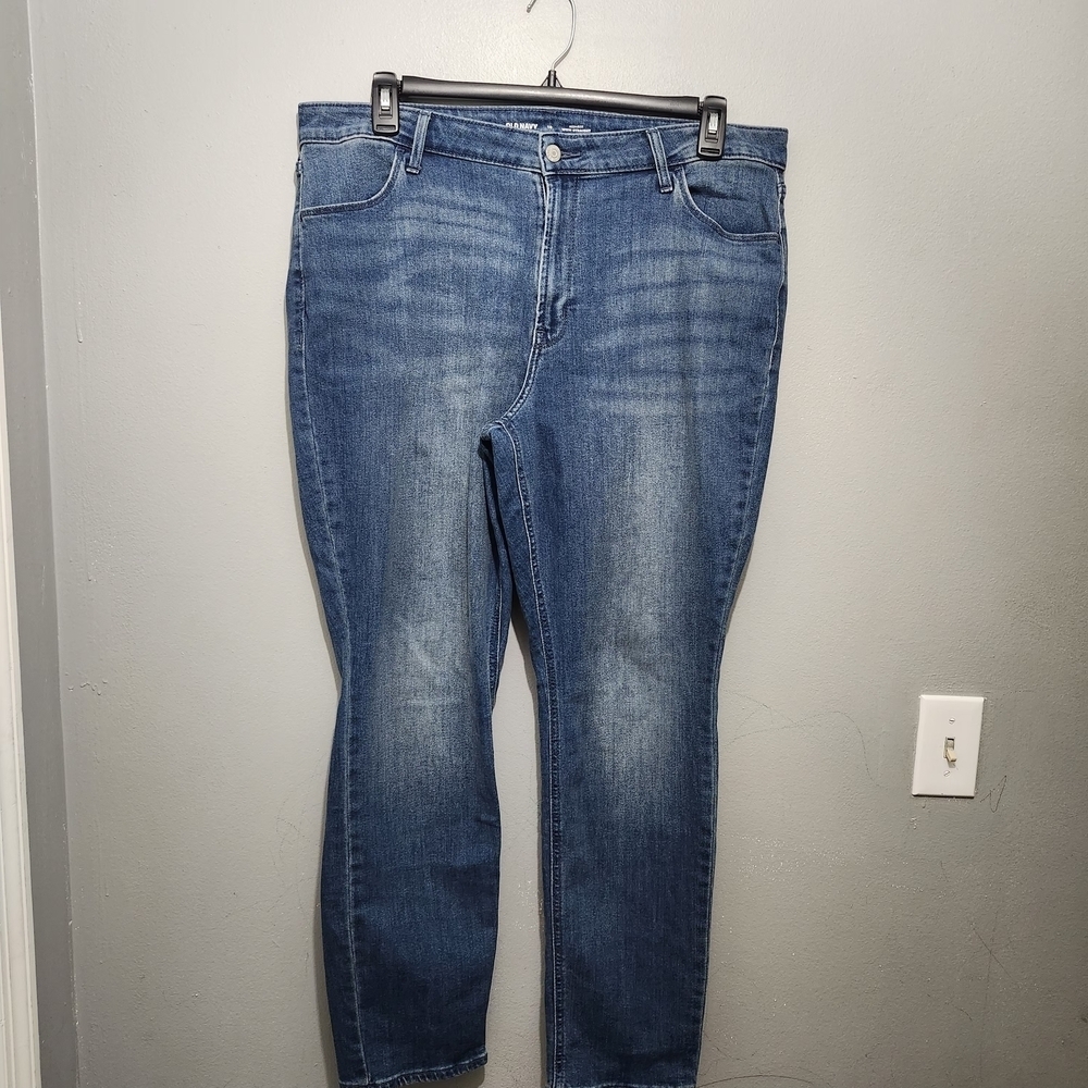 Old Navy Women's Straight Leg High Rise Blue Jeans Size 18